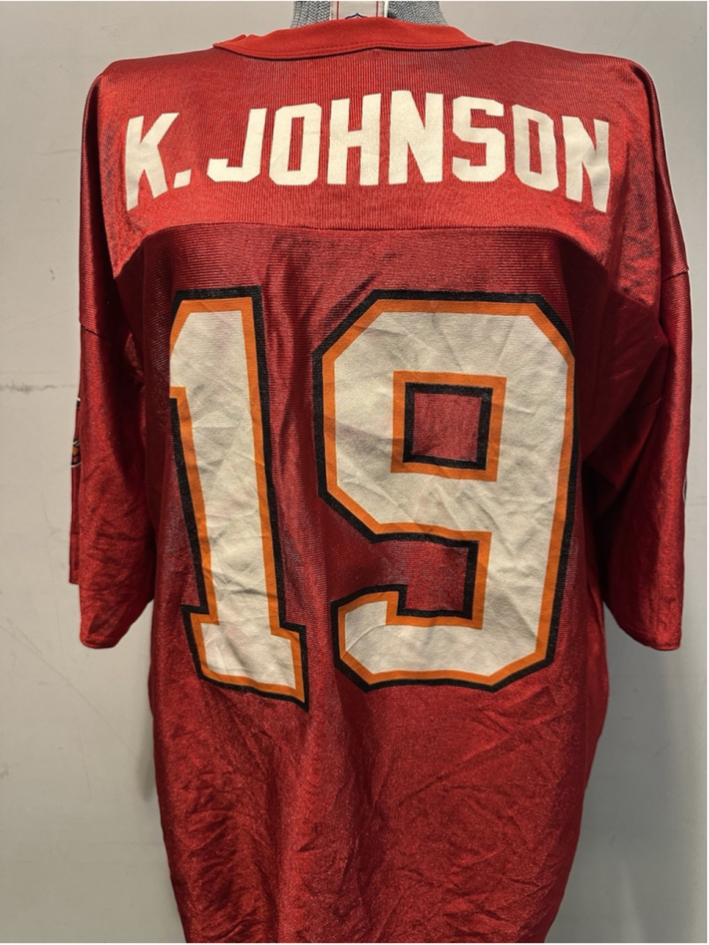 Vintage Keyshawn Johnson 19 Tampa Bay Buccaneers NFL Football Jersey Mens XL Red